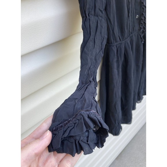 Denim & Supply Ralph Lauren Women's Size Small Black Sheer Button Dress - Picture 4 of 10